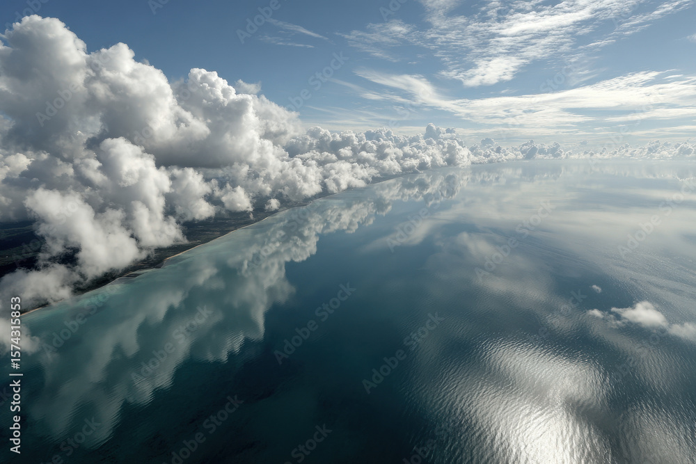 Fototapeta premium breathtaking aerial shot tranquil surface of ocean showcasing vibrant shades of blue