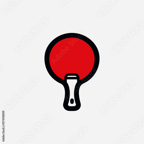 Red racket floats isolated minimalist simple illustration