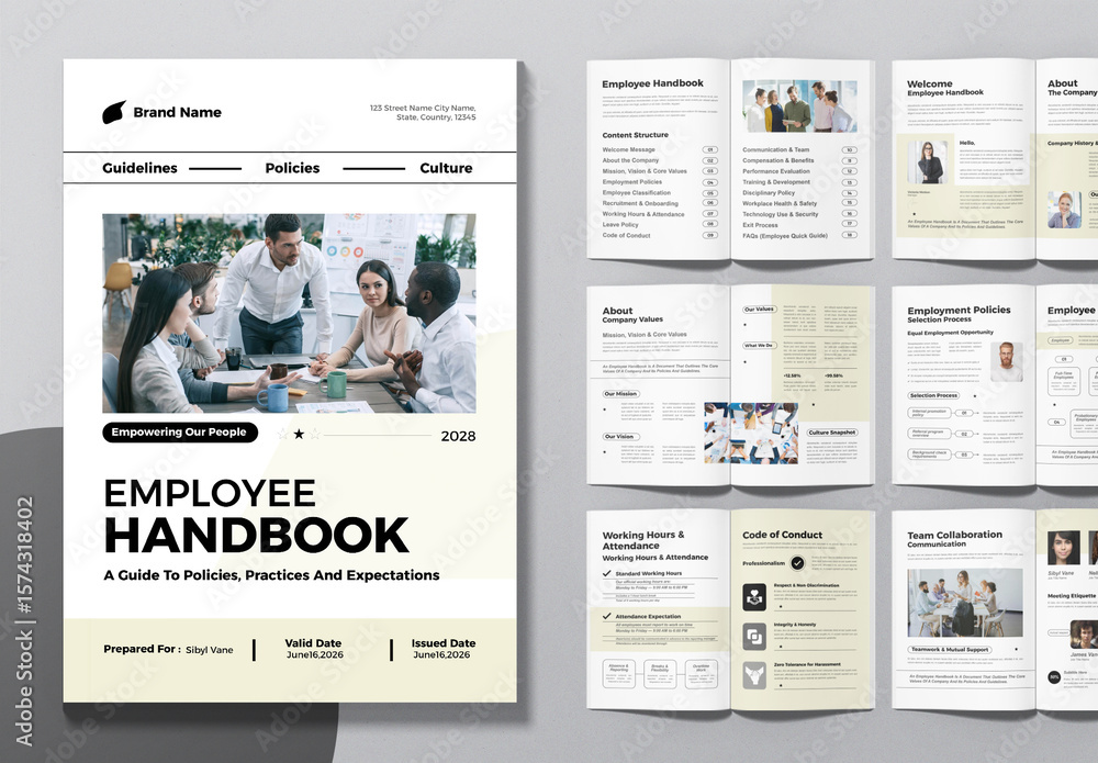 Employee Handout.pdf Company Policy Employee Handbook Stock Template | Adobe Stock