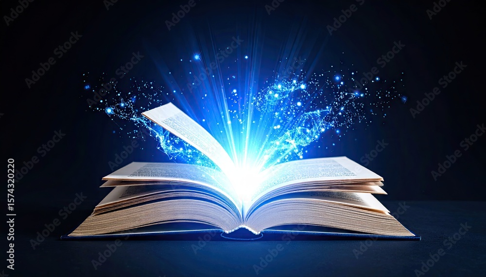 Open book with glowing light Open book with glowing light