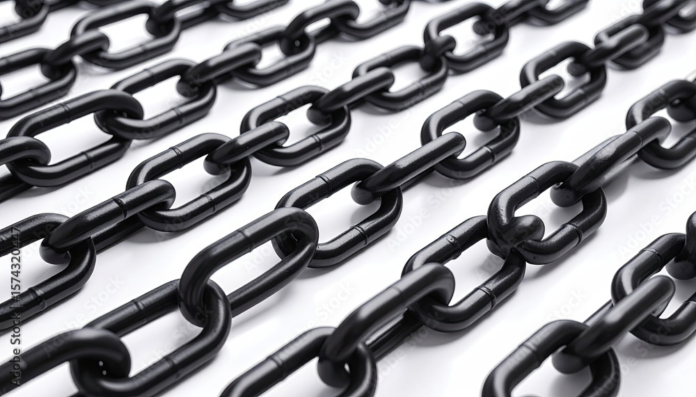 Fototapeta premium Black metal chains arranged in rows