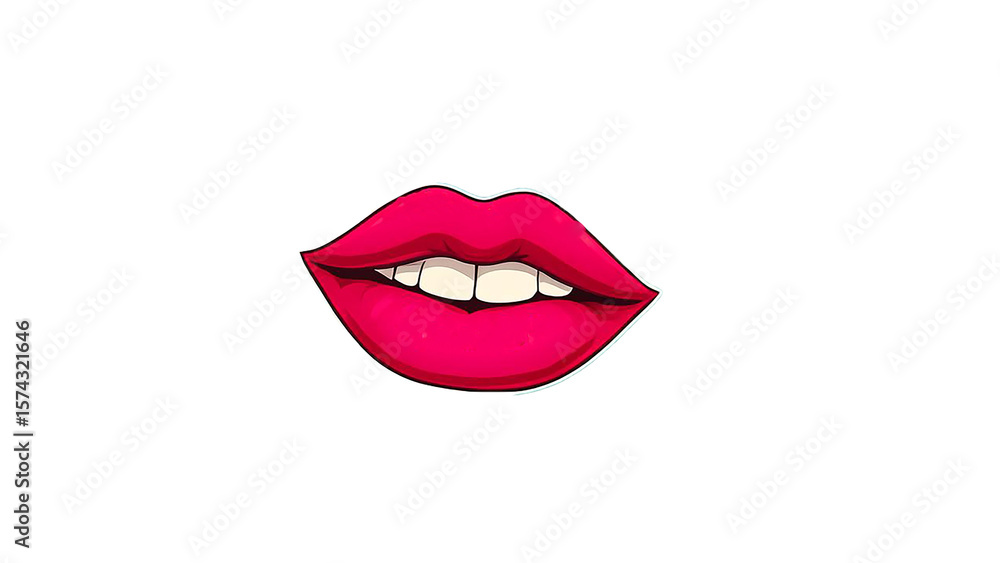 Pop Art Hot Pink Lips on Neutral Background Pop Art Hot Pink Lips on Neutral Background