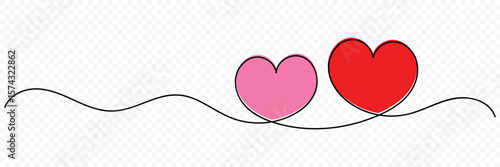 Abstract love symbol. Black outline of a heart made with a single continuous line. Minimalistic Doodle vector. Continuous line art drawing vector illustration