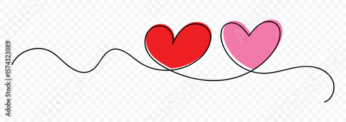 Abstract love symbol. Black outline of a heart made with a single continuous line. Minimalistic Doodle vector. Continuous line art drawing vector illustration