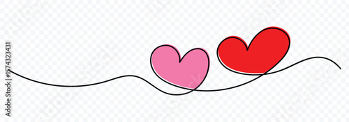 Abstract love symbol. Black outline of a heart made with a single continuous line. Minimalistic Doodle vector. Continuous line art drawing vector illustration