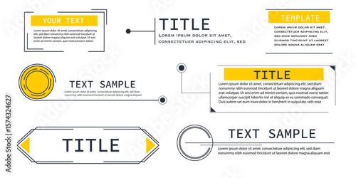 Text box frame, title callout tech hud border menu, modern line interface board. Set game elements, web design template for text, banner.