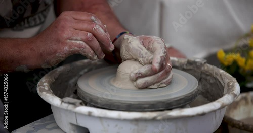 Close-Up of Potter Shaping Clay on Wheel | 4K Slow Motion