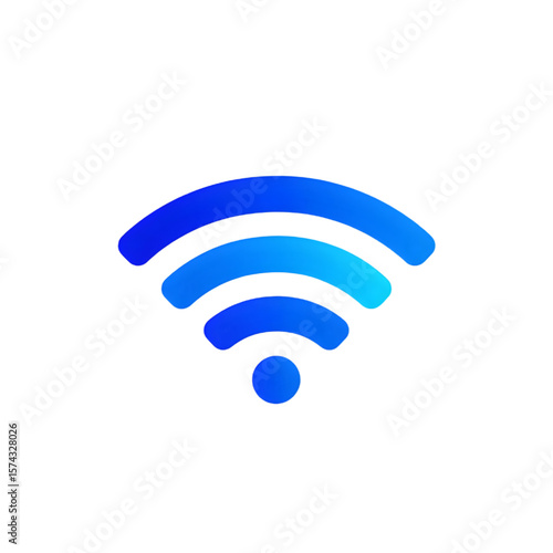 Stylized minimalist wifi signal icon in vibrant blue color, flat design, modern digital illustration, clean and simple style, PNG file isolated on transparent background