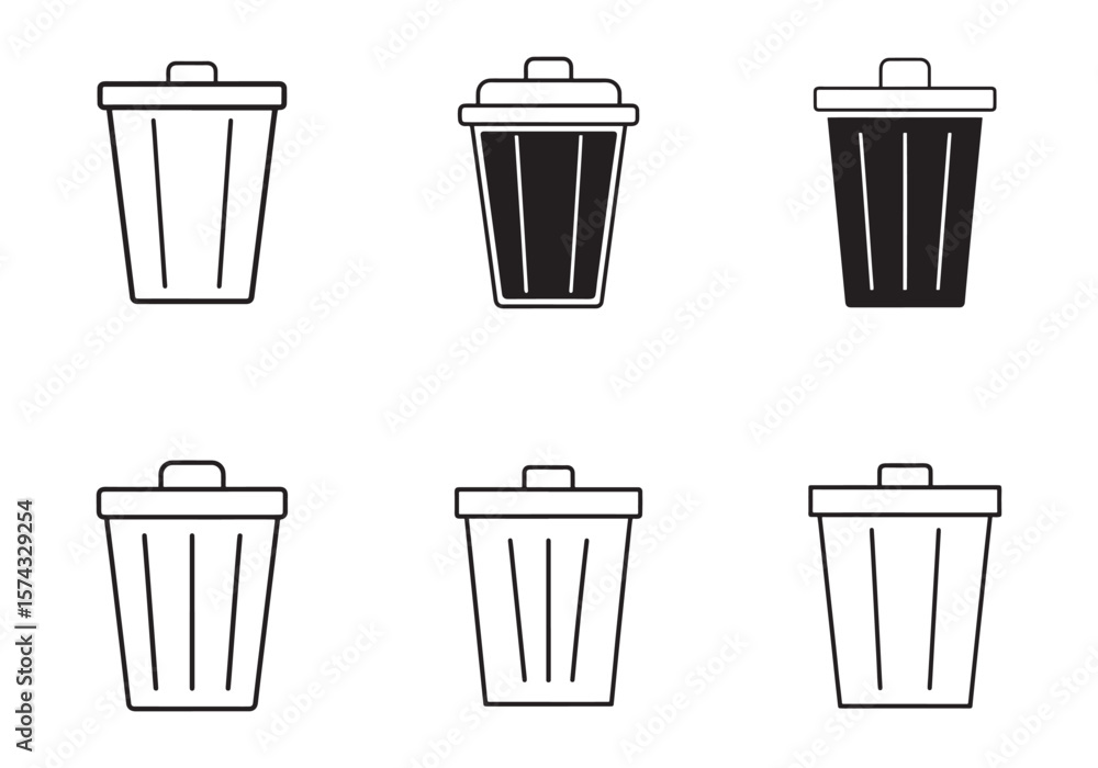 garbage bin icon line art vector illustration garbage bin icon line art vector illustration