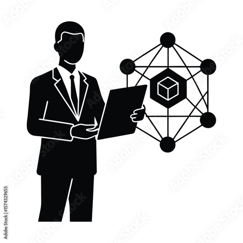 Smart Contract silhouette vector illustration