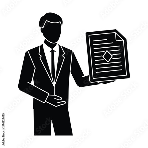 Smart Contract silhouette vector illustration