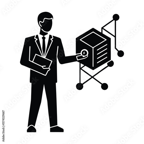 Smart Contract silhouette vector illustration