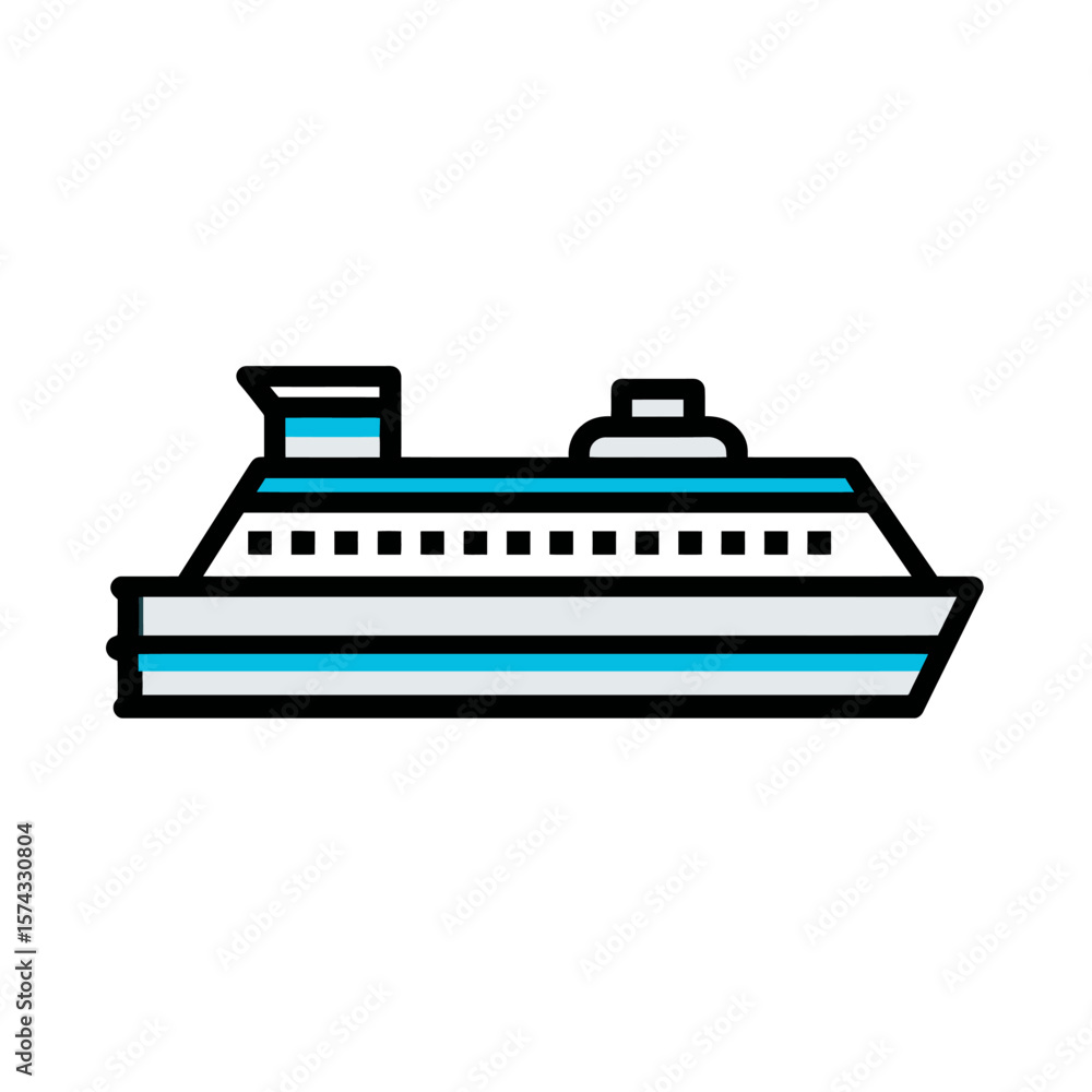 Obraz premium Cruise flat stands in water front view style vector illustration