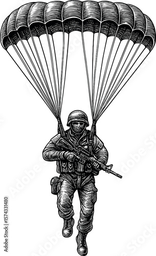 Paratrooper vector black silhouette design