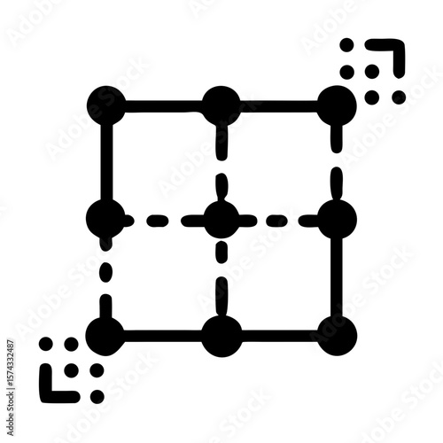 Simple interconnected grid silhouette design illustrating futuristic vector elements