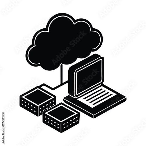 Cloud Computing Platform silhouette vector illustration