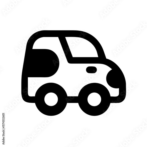 Minimalist black silhouette design of a futuristic self driving ai vehicle