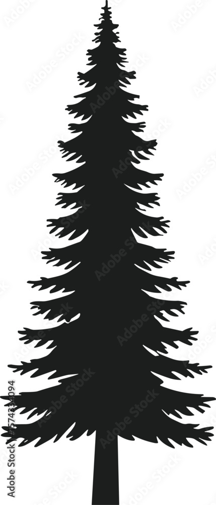 Fototapeta premium Tall Pine Tree Silhouette Vector for Nature and Forest Designs