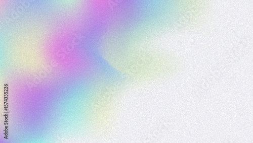 Noise Gradient Background. Abstract Grainy Bg In Pink, Purple And Blue Colors. Iridescent Hologram. Pearlescent Holographic Texture With Rainbow Foil. Dust Overlay On Aesthetic Summer Wall