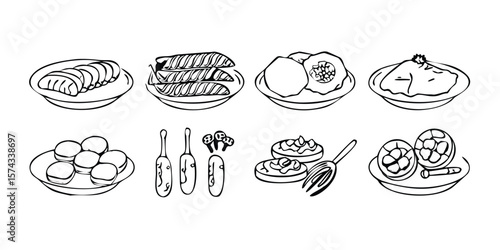 Wallpaper Mural Comprehensive Meat Product Line Icon Set Vector Pictograms for Butchery Delicatessen and Food Design with a Variety of Cuts Preparations and Related Items on transparent Torontodigital.ca