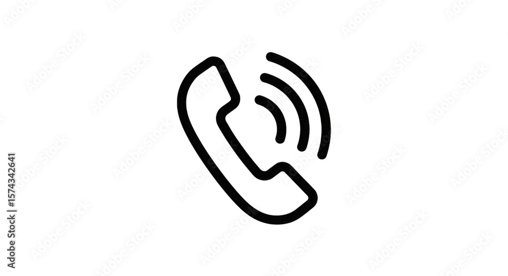 Telephone receiver with sound waves isolated on a transparent background