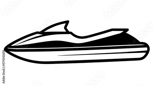 Black and White Jet Ski Silhouette on White Background