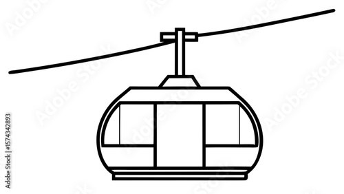 Cable Car Gondola Ropeway Side Silhouette Black Line Art
