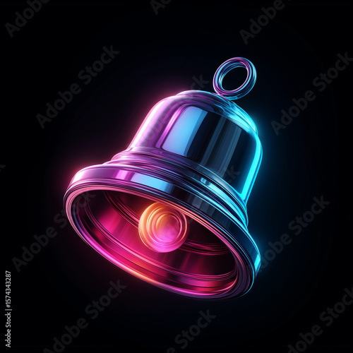 Wallpaper Mural Notification bell icon in glowing neon effect on dark background, modern alert symbol for apps and digital platforms Torontodigital.ca