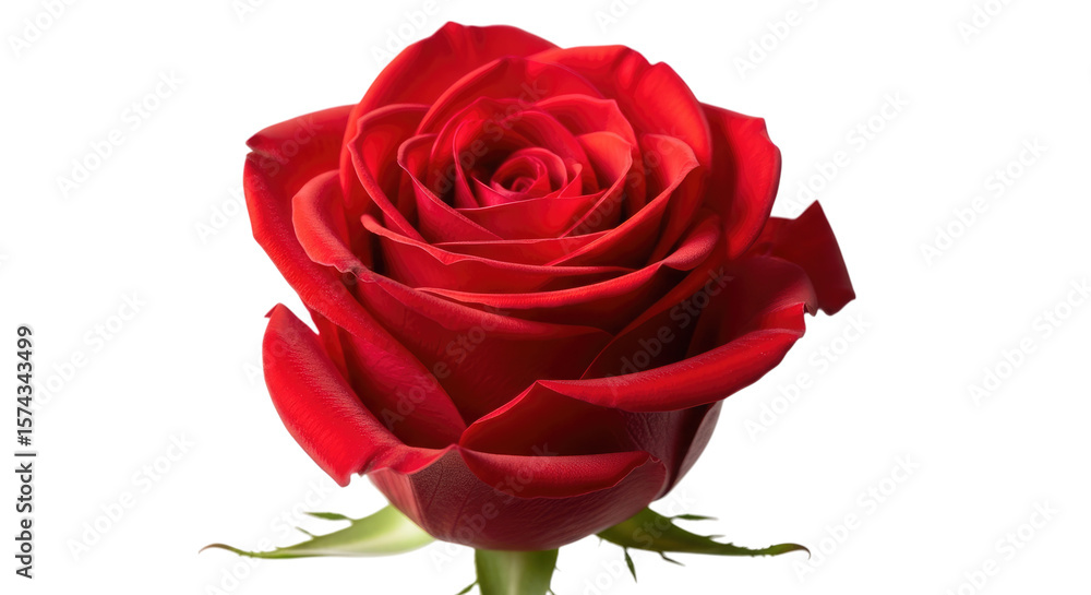Naklejka premium Vibrant Red Rose Bloom isolated on a transparent background