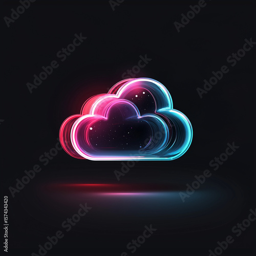 Wallpaper Mural Cloud storage neon icon with vibrant glow and digital atmosphere, representing cloud computing and online data backup Torontodigital.ca