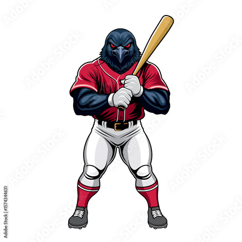 Canvas Print baseball mascot crow vector illustration crow baseball design