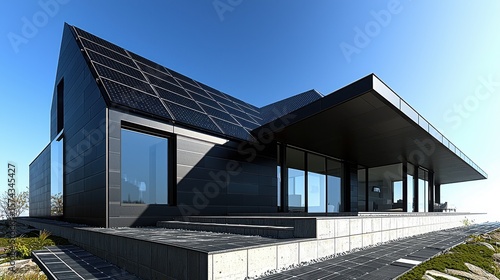 Wallpaper Mural Solar panel optimization modern residential home photovoltaic installation rooftop renewable energy system sustainable architecture blue panels Torontodigital.ca