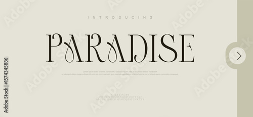 Paradise Minimal luxury font alphabet logo. Typography beauty fashion elegant modern serif italic fonts. Vector illustration