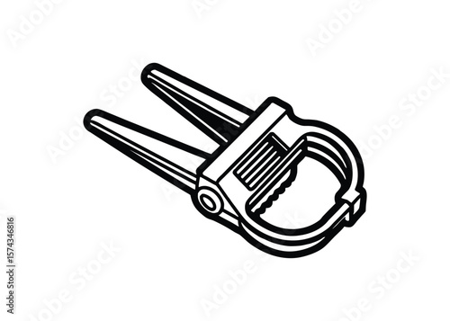 Silhouette of prong fastener clip isolated on a white background