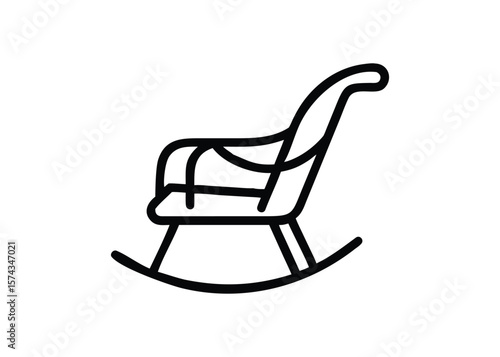 Silhouette of rocking chair isolated on a white background