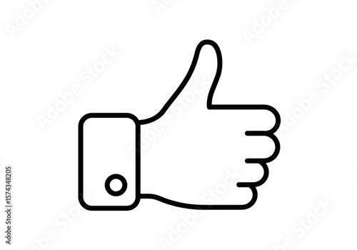 Simple line art icon of a hand giving a thumbs up gesture on a white background