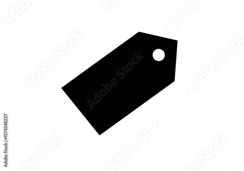 Simple black price tag icon with a hole on a white background