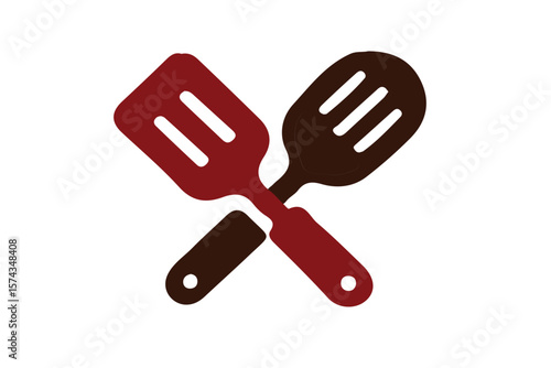 Kitchen spatula crossed utensils icon, cooking tools SVG, chef equipment vector, grill spatula logo, culinary utensil symbol design