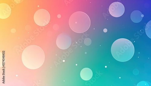 pink-to-blue gradient background with scattered translucent bubbles creating playful dreamy abstract composition
