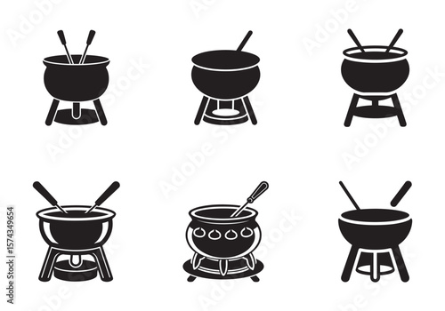 fondue pot icon silhouette vector illustration