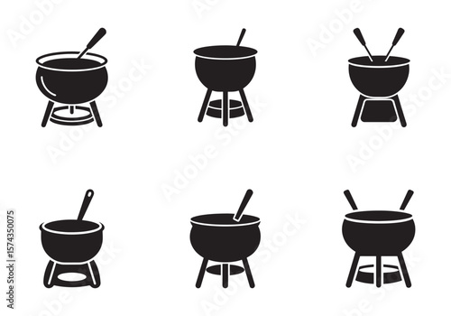 fondue pot icon silhouette vector illustration