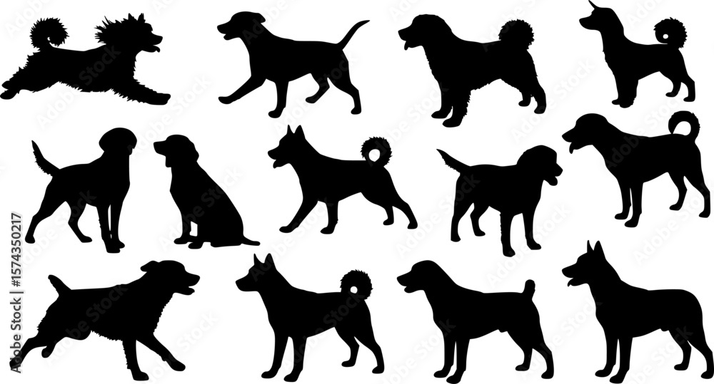 Fototapeta premium Vector silhouette of a dog on a white background. 