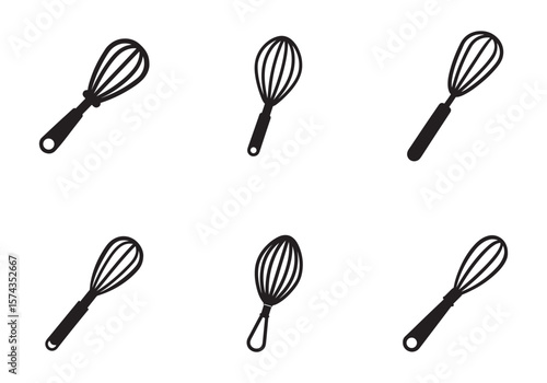 set of egg beater icon silhouette vector illustration