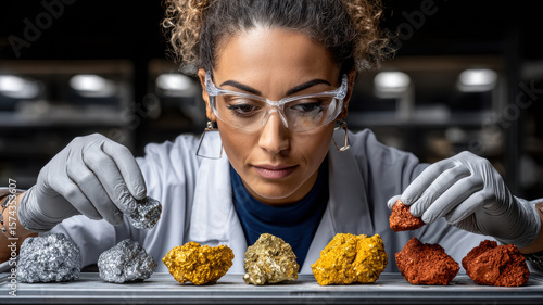 Scientist analyzing rare earth elements in laboratory for scientific research and material composition study