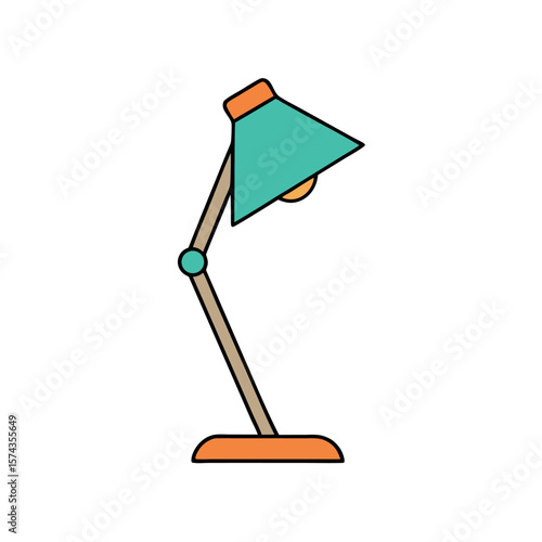 Table lamp in flat modern design for interior themed coloring book art Line Art Vector Illustration