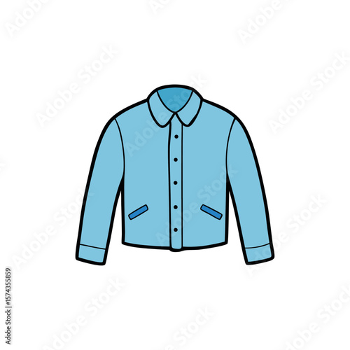 Mini denim jacket with hood illustration for toddler fashion coloring book art Line Art Vector Illustration