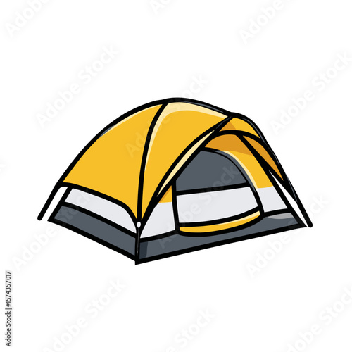 Yellow tent shelters equipment outdoors camping adventure isolated