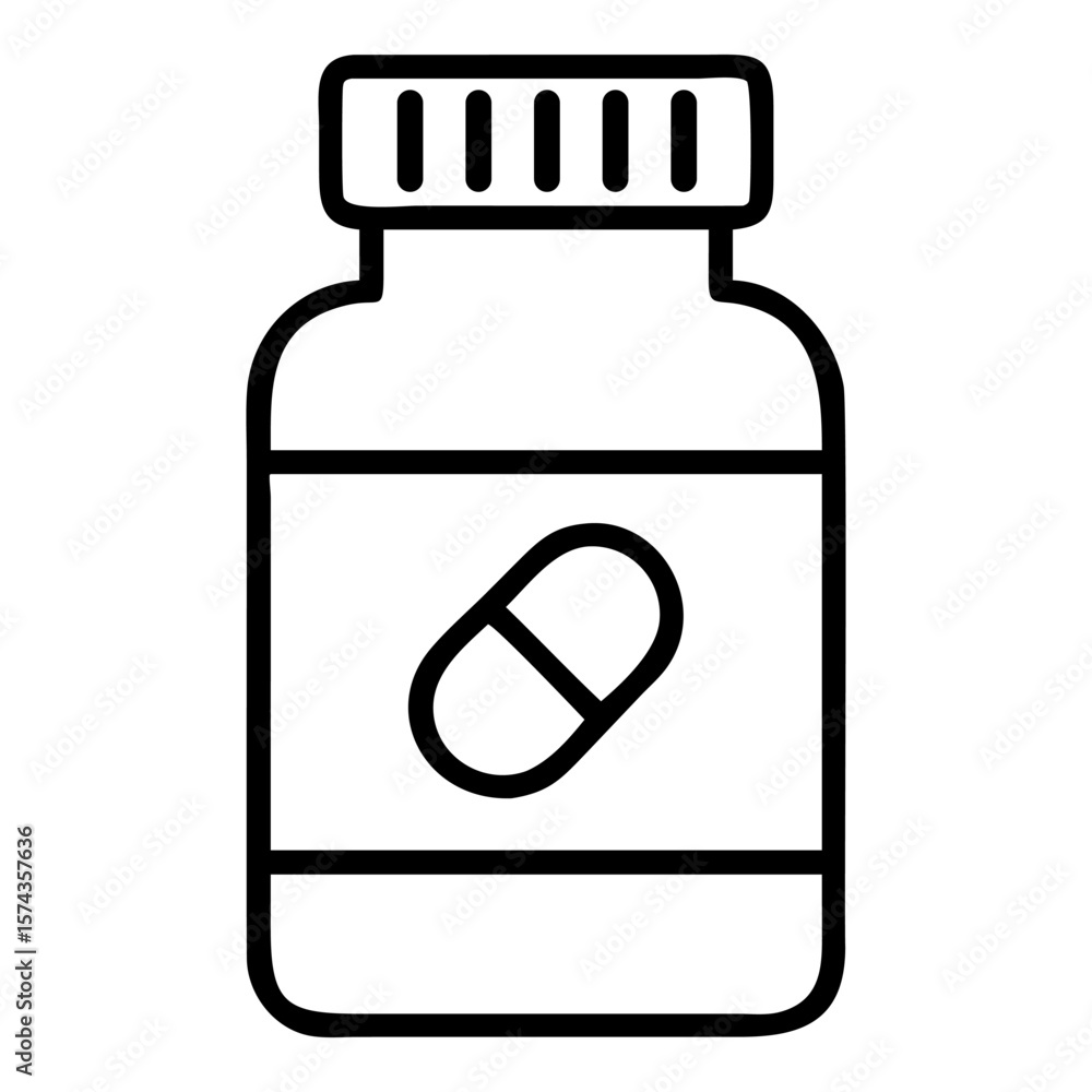 Pill bottle with capsule icon medicine healthcare Pill bottle with capsule icon medicine healthcare