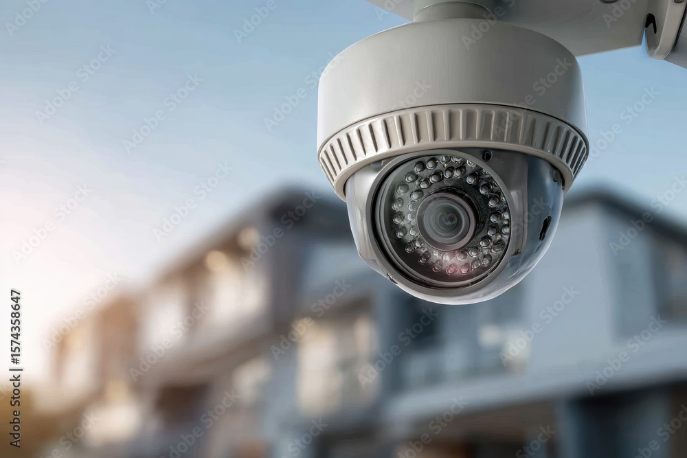 Obraz premium Security camera isolated on transparent background, dome surveillance system.