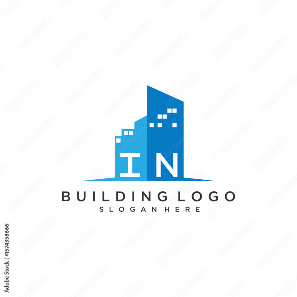 IN initial monogram logo real estate for building IN initial monogram logo real estate for building